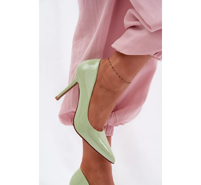 Klasické lakované lodičky z imitace kůže Zelené Odira