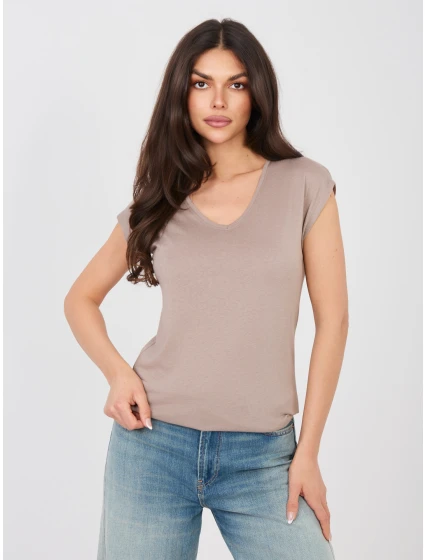 T shirt D12041AH02570C ciemny bezowy