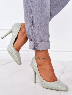 Elegantní Prošívané Lodičky Na Jehlovém Podpatku Zelené Rosanna