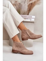 Dámské Kotníkové Boty Na Plochém Podpatku Ažurové Béžové S.Barski Dámské Kotníkové Boty Na Plochém Podpatku Ažurové Béžové S.Barski