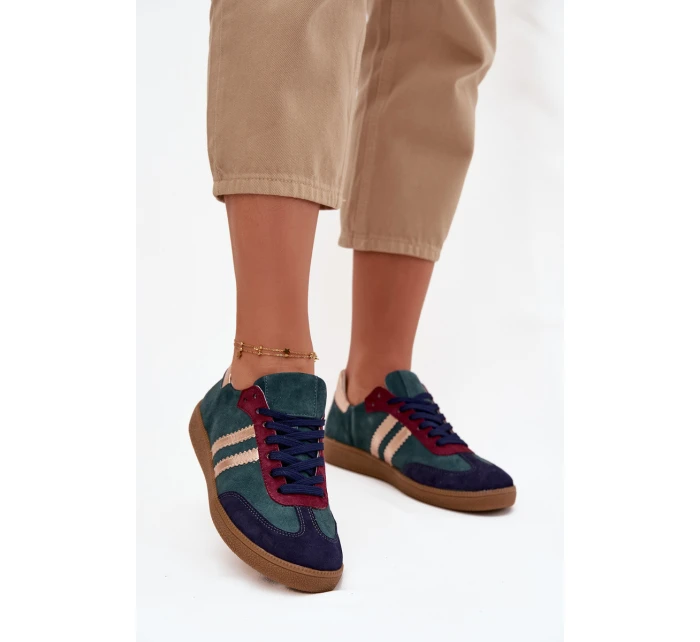 Dámské nízké semišové tenisky – lahvově zelené Zazoo Dámské nízké semišové tenisky – lahvově zelené Zazoo