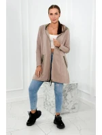 Dámská delší mikina s ozdobnou stuhou 9320 Béžová - K-Fashion Dámská delší mikina s ozdobnou stuhou 9320 Béžová - K-Fashion