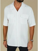 Pánská bílá košile s krátkým rukávem FashionStreet KX1086 Pánská bílá košile s krátkým rukávem FashionStreet KX1086