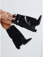 Dámské kozačky na jehlovém podpatku s širokým svrškem černé Dstreet model 21992361 - FashionStreet