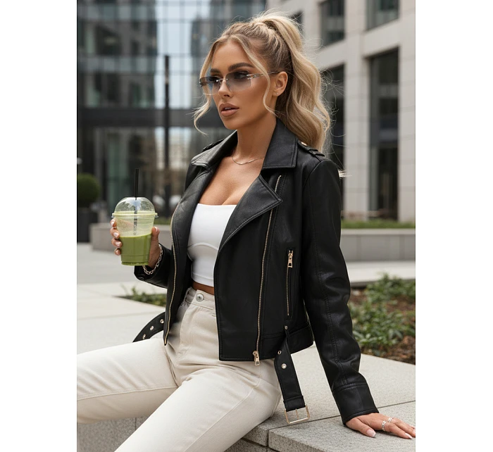 Kurtka damska ramoneska z na czarna model 22084514 - FashionStreet Kurtka damska ramoneska z na czarna model 22084514 - FashionStreet