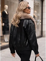 Kurtka damska skórzana zimowa z futerkiem czarna model 22371823 - FashionStreet
