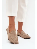 Dámské mokasíny z eko semiše ploché béžové Miryelle Dámské mokasíny z eko semiše ploché béžové Miryelle