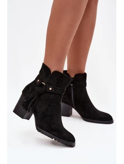 Dámské kozačky na podpatku s třásněmi Černé model 21714357 - Boto