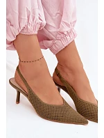 Dámské sandály z síťovaného materiálu na jehle Zelená Emiliana Dámské sandály z síťovaného materiálu na jehle Zelená Emiliana