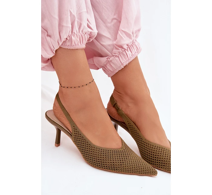 Dámské sandály z síťovaného materiálu na jehle Zelená Emiliana Dámské sandály z síťovaného materiálu na jehle Zelená Emiliana