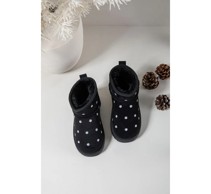 Dětské sněhule s květinovým motivem Gracina – černé Dětské sněhule s květinovým motivem Gracina – černé