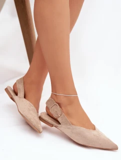 Dámské baleríny s přezkou model 21848660 – béžové - Kesi