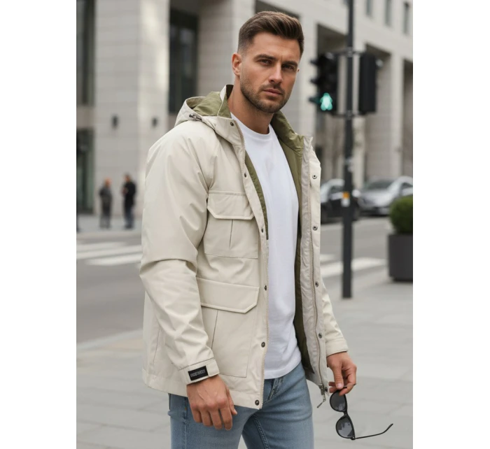 Pánská přechodná bunda s kapucí bílá FashionStreet TX5134