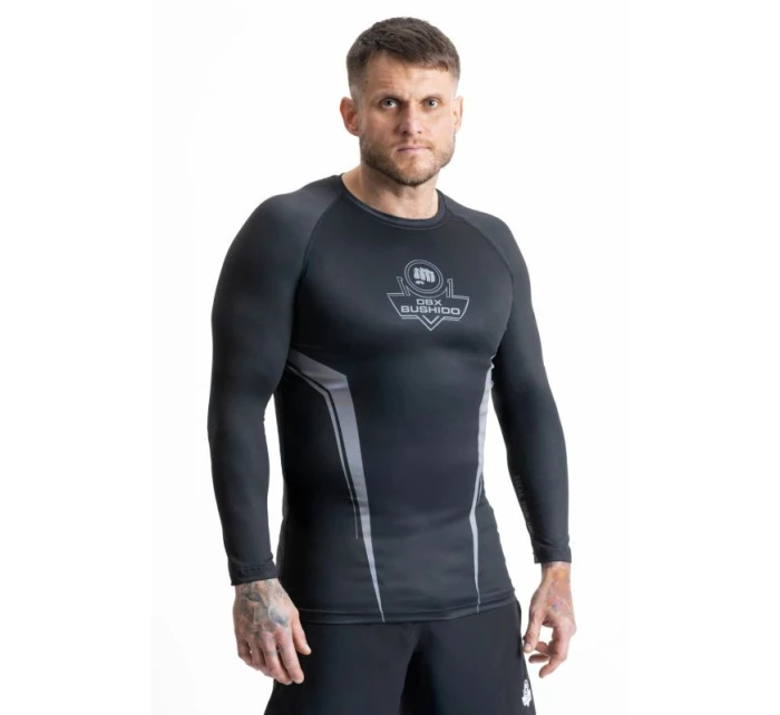 Rashguard šedý s dlouhým rukávem a logem DBX Bushido