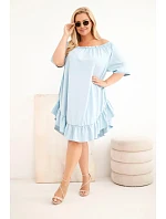 Dámské šaty Plus Size bavlněné s volánem modrá Dámské šaty Plus Size bavlněné s volánem modrá
