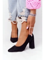 Semišové Lodičky Na Podpatku model 21549621 Černé - SERGIO LEONE