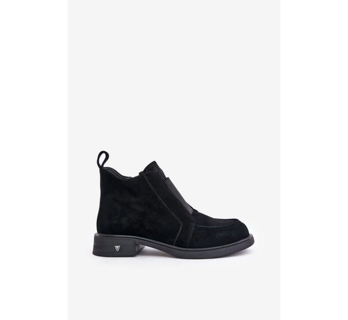 Semišové Nízké Boty Na Plochém Podpatku Zateplené D&A JC42-23 Černé