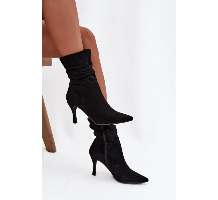 Dámské Kotníkové Boty Na Podpatku S  Eko  Černé model 21709019 - Boto