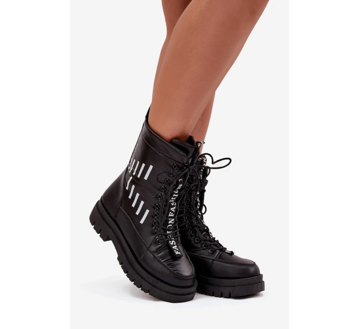 Dámské šněrovací sněhule model 21714629 Černé - VINCEZA