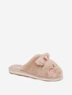 Dámské domácí pantofle s ušima a mašlí Corayne – béžové