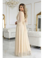 Dlouhé třpytivé plus size šaty s výstřihem a rukávy model 21945491 - numoco basic