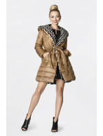 Lehká hnědá dámská zimní bunda se zateplenou kapucí (OMDL-019)