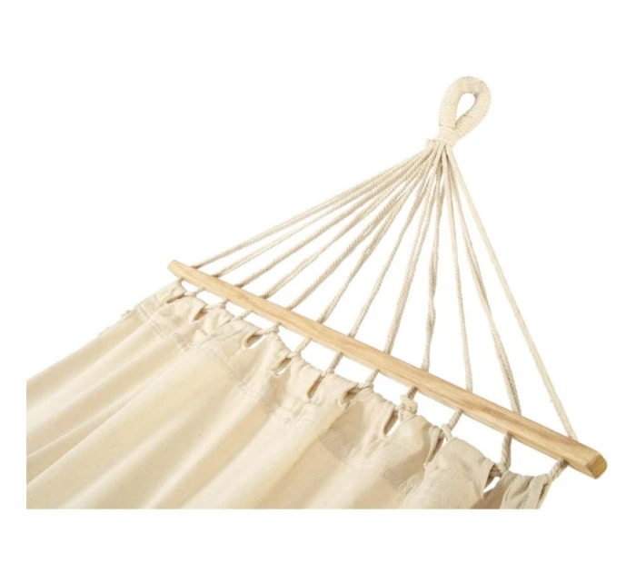 ZAHRADNÍ HOUPACÍ SÍŤ PRO 1 OSOBU 200X100CM S TYČÍ A STŘAPCI MIAMI ECRU
