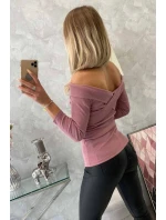 Halenka s výstřihem do V tmavě růžová Halenka s výstřihem do V tmavě růžová