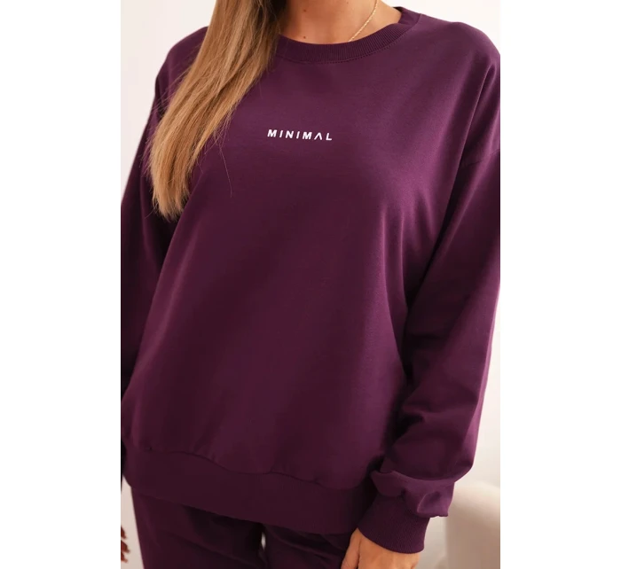 Dámská bavlněná souprava s potiskem Minimal švestková