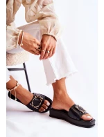 Dámské módní kožené pantofle Černá model 21588192 - S.Barski Dámské módní kožené pantofle Černá model 21588192 - S.Barski