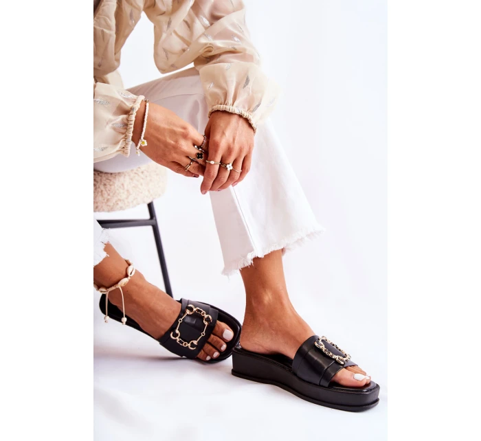 Dámské módní kožené pantofle Černá model 21588192 - S.Barski Dámské módní kožené pantofle Černá model 21588192 - S.Barski