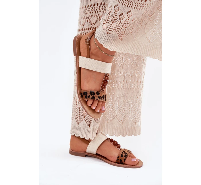 Ploché Dámské Sandály S Leopardí Hnědé model 21702265 - Boto