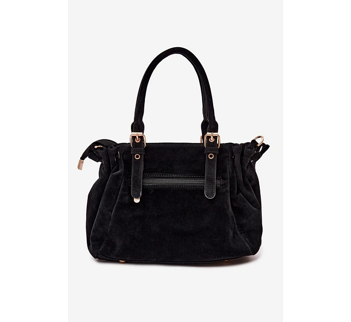 Kožená kabelka z ekologického semiše černá model 22111516 - Flora&Co