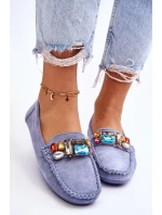 Dámské semišové mokasíny s krystaly Modre Lucille Dámské semišové mokasíny s krystaly Modre Lucille