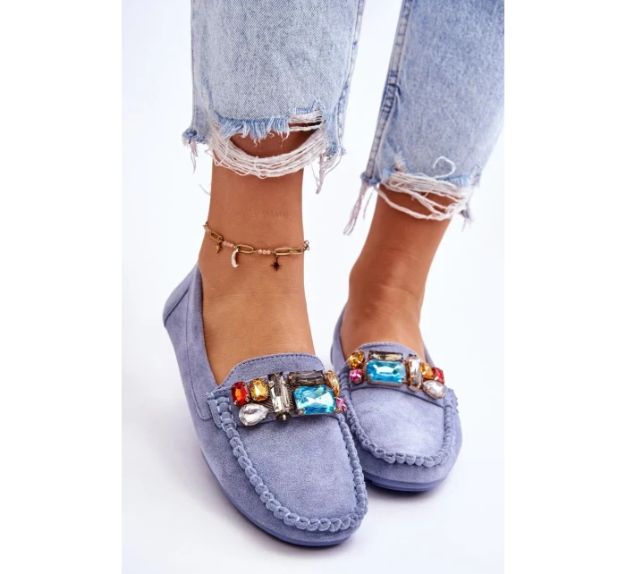 Dámské semišové mokasíny s krystaly Modre Lucille Dámské semišové mokasíny s krystaly Modre Lucille