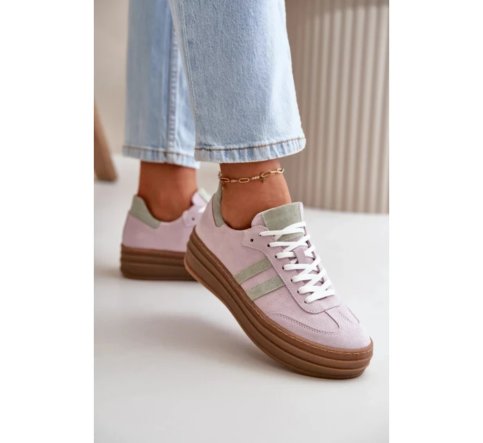 Dámské Semišové Tenisky Na Platformě Fialové Zazoo