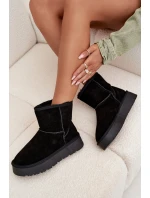 Dámské sněhule Privine z přírodního semiše na platformě – černé