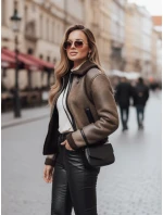 Dámská semišová bunda s ovčí kůží coffee Dstreet model 21993894 - FashionStreet