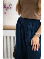 Mušelínové kalhoty se širokou nohavicí námořnická modř