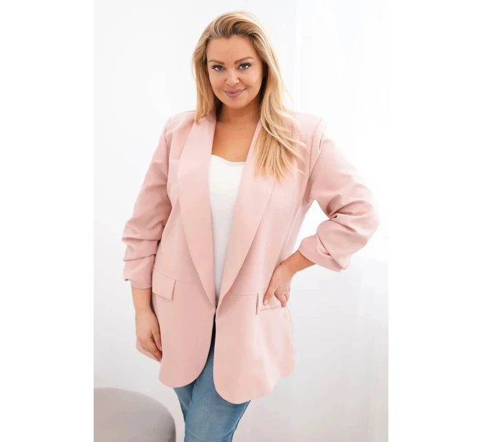 Dámská sako Plus Size elegantní tmavě pudrově růžová