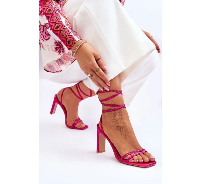 Elegantní vázané sandály s kamínky Fuchsie Nessy Elegantní vázané sandály s kamínky Fuchsie Nessy