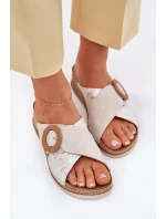 Dámské Sandály Na Klínu S  Světle Béžové model 21702216 - Inblu