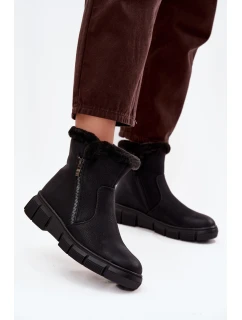 Dámské sněhule na platformě s kožešinou Černé model 21714521 - EVENTO