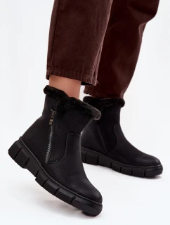 Dámské sněhule na platformě s kožešinou Černé model 21714521 - EVENTO