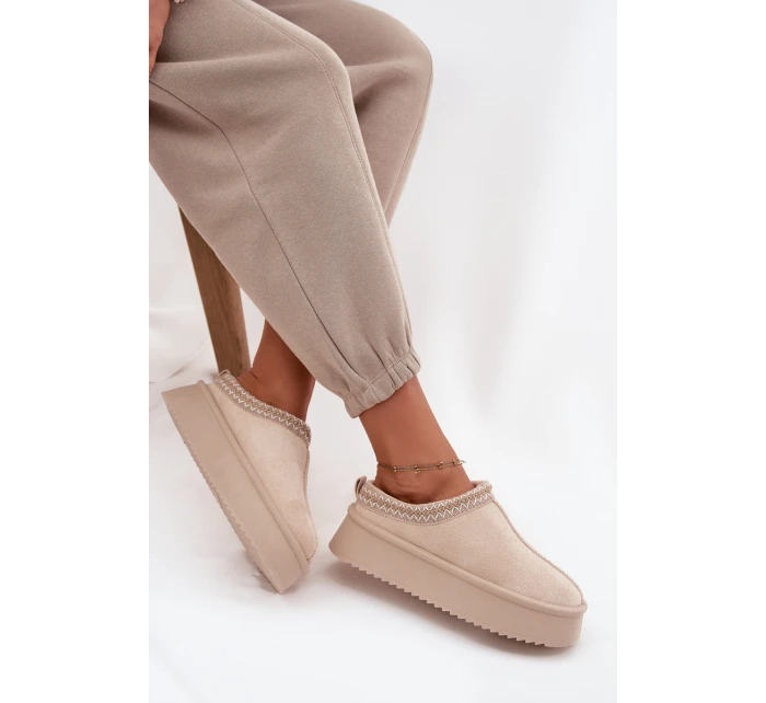 Dámské sněhule s výšivkou světle béžové model 21714839 - Boto