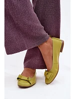 Kožené baleríny s mašlí Maciejka P6802-09 Limetkové