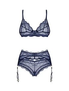 Dámský sexy set Nightly Blue 3-PCS SET tm. modrý - Obsessive
