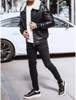 Pánská kožená bunda černá model 21965569 - Dstreet Pánská kožená bunda černá model 21965569 - Dstreet