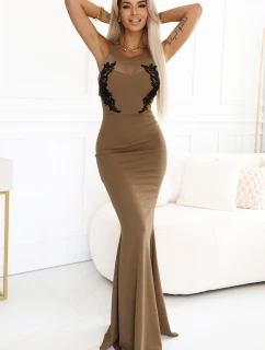 Dlouhé šaty ve tvaru mořské s černou krajkou a síťovinou model 21241688 - kocula