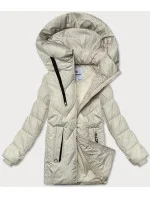 Dámská prošívaná bunda v barvě ecru s kapucí model 21248794 - Glakate